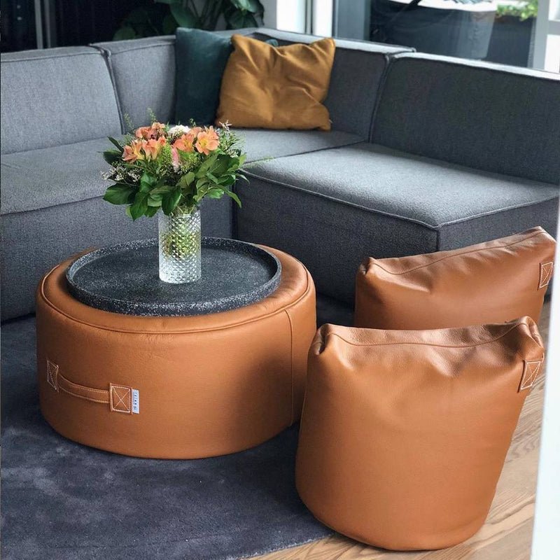 Satellite Leather Stool - Cognac - TRIMM Copenhagen