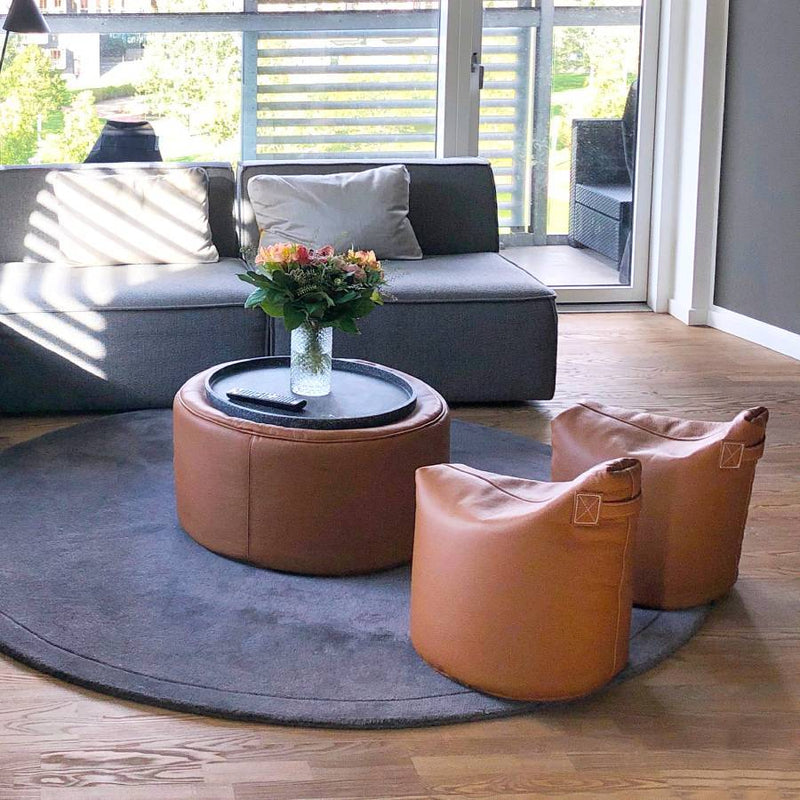 Satellite Leather Stool - Cognac - TRIMM Copenhagen