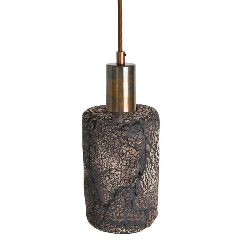 Senna Organic Ceramic Cylinder Pendant - Black Clay - Mullan Lighting