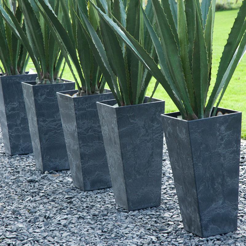 Tall Artstone Planter Vase - Black