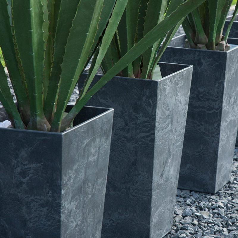 Tall Artstone Planter Vase - Black