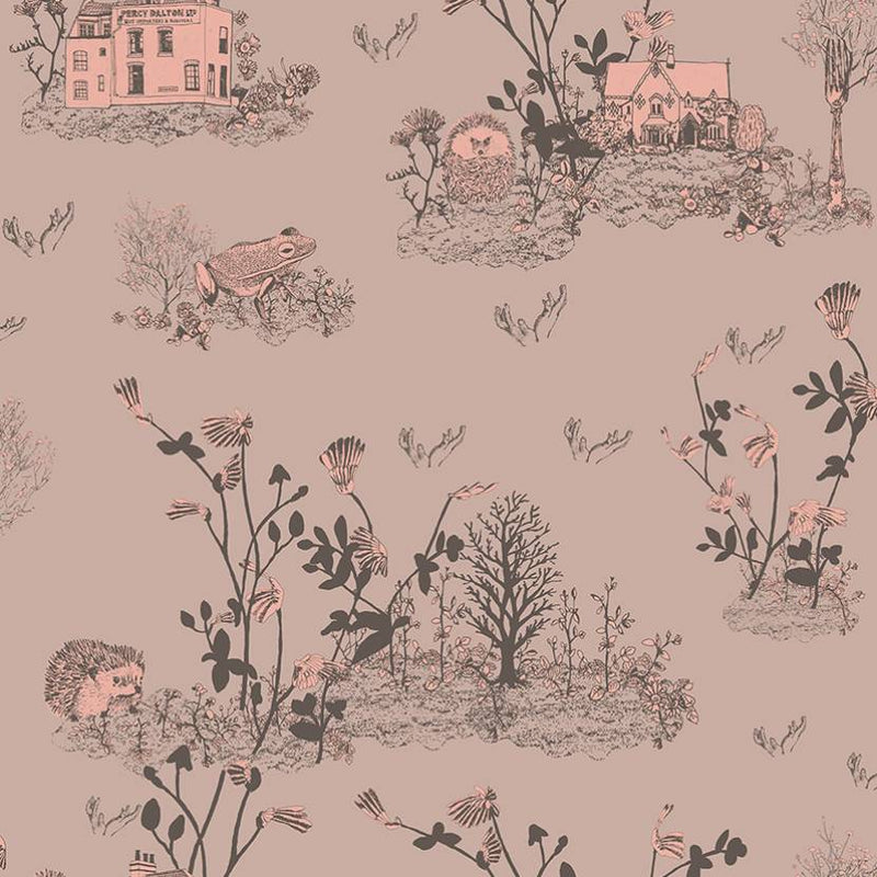 Woodlands Classic Wallpaper - Brown Pink - Sian Zeng