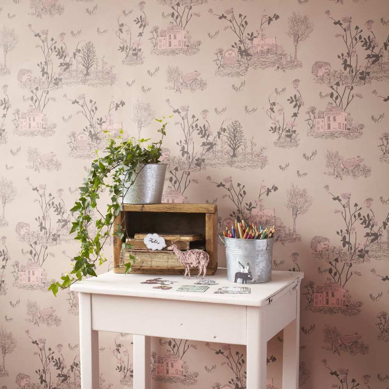 Woodlands Classic Wallpaper - Brown Pink - Sian Zeng