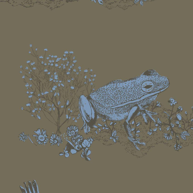 Woodlands Classic Wallpaper - Khaki Blue - Sian Zeng